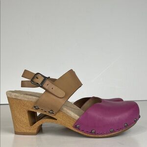 Dansko Thea 2 Tone Pink and Tan Mary Jane Clog Sandals SZ 39 or 8.5-9